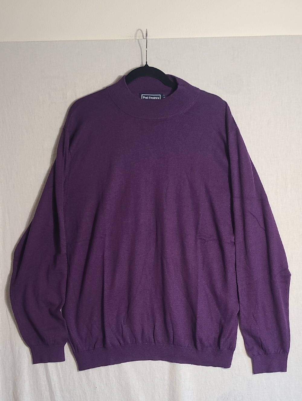Paul Fredrick Purple Crew Neck Silk Cotton Cashmere Sweater Size XXL